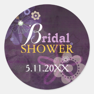 Sticker Rond Glam Floral Purple Fête des mariées