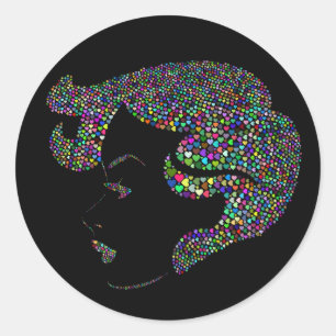 Sticker Rond Glam girl with hearts