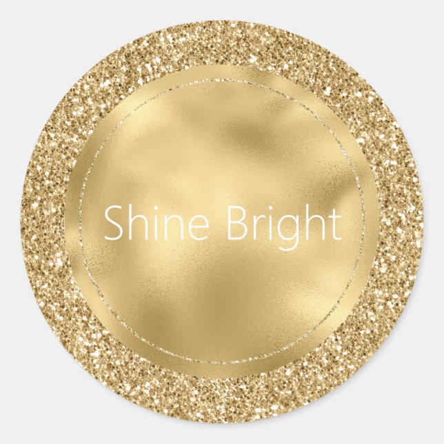 Sticker Rond Glam Gold Glitzy Parties scintillant (Devant)