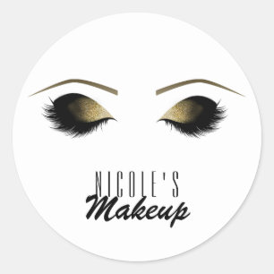 Sticker Rond Glam Gold Maquillage Eyelashes Personnalisé Person