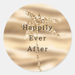 Sticker Rond Glam Gold Parties scintillant Palm Tree