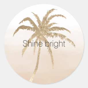 Sticker Rond Glam Gold Tropical Palm Tree Ombre