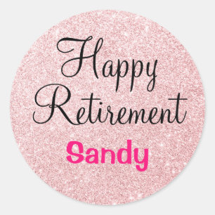 Sticker Rond Glam Happy Retirement Rose Gold Parties scintillan