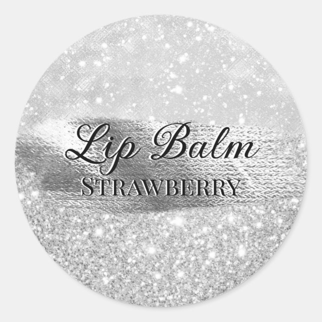 Sticker Rond Glam Luxury Faux Parties scintillant en argent Bea (Devant)