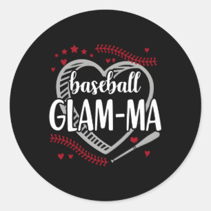 Sticker Rond Glam-Ma Fan Sport De Baseball Mère Grand-mère