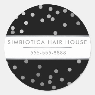 Sticker Rond GLAM MODERNE CONFETTI pois argent noir