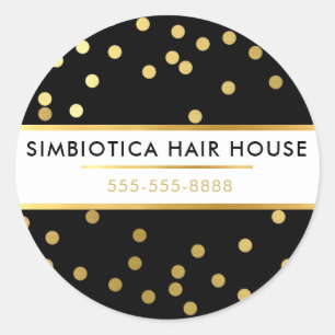 Sticker Rond GLAM MODERNE CONFETTI poka dot faux or noir