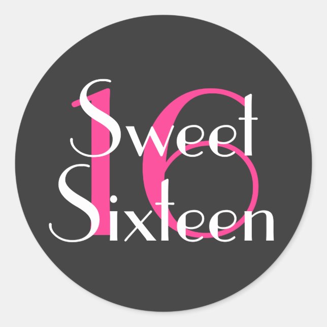 Sticker Rond Glam Monogram Sweet Seize 16 Anniversaire Rose Bla (Devant)