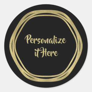 Sticker Rond Glam Or & Bagues Noires (N'Importe Quelle Couleur)