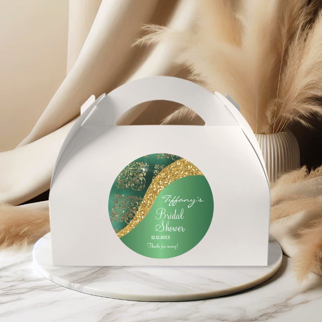 Sticker Rond Glam Or Glitter Vert Métallisé Mariage (Créateur téléchargé)