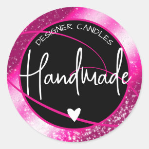 Sticker Rond Glam Parties scintillant de luxe étincelante rose 