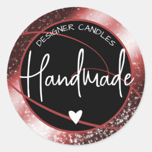 Sticker Rond Glam Parties scintillant de luxe étincelante rouge