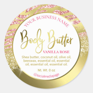 Sticker Rond Glam Parties scintillant rose et or à huile Beurr