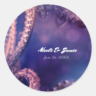 Sticker Rond Glam Purple Glow Chic Glamor Pearls Party Favorise
