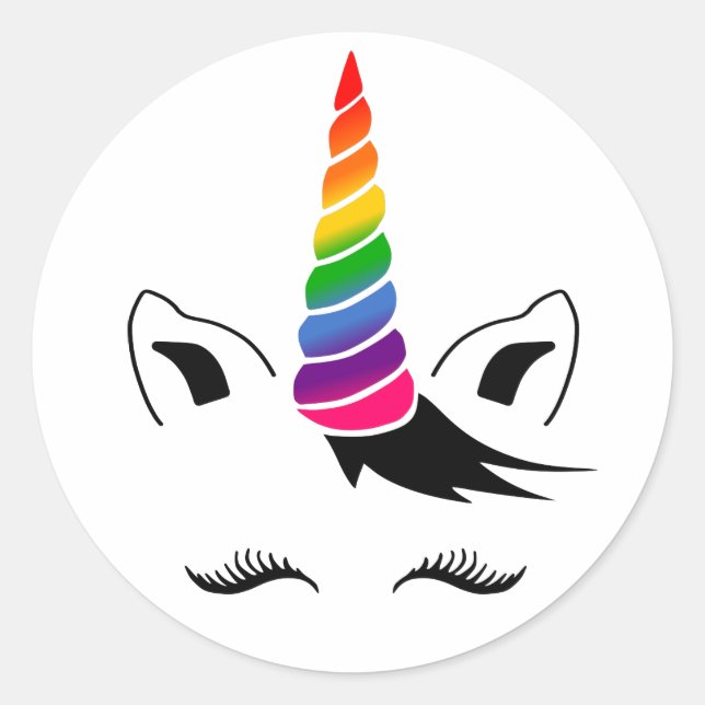 Sticker Rond Glam Rainbow Unicorn (Devant)