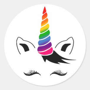 Sticker Rond Glam Rainbow Unicorn