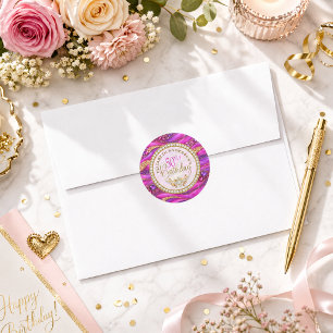 Sticker Rond Glam Rose Gold Strates Bijou 50e Anniversaire