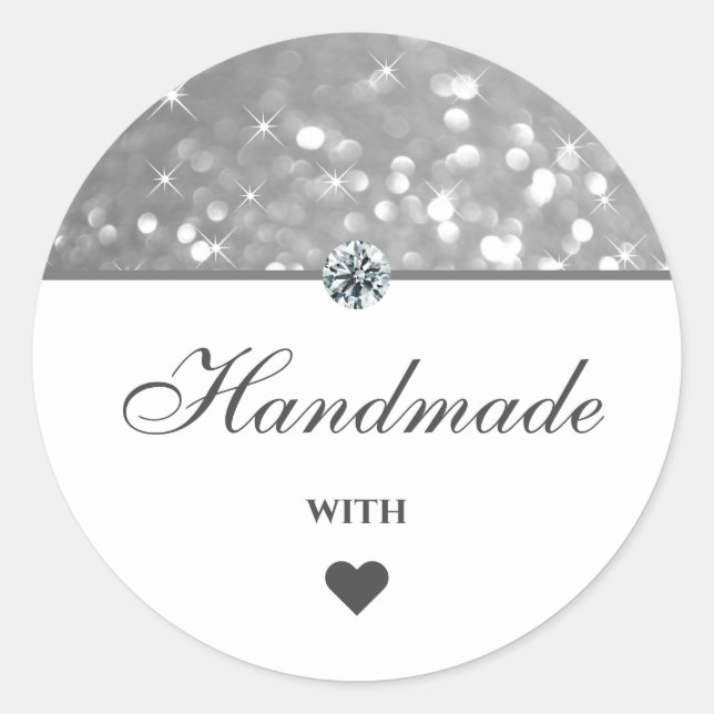 Sticker Rond Glam Silver Gris Parties scintillant Étoiles faite (Devant)