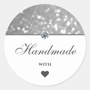 Sticker Rond Glam Silver Gris Parties scintillant Étoiles faite