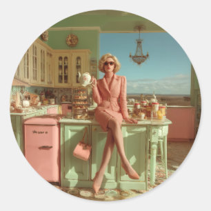 Sticker Rond Glam vintage dans la cuisine