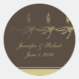 Sticker Rond Glamour d'automne en Chocolat Brown et or