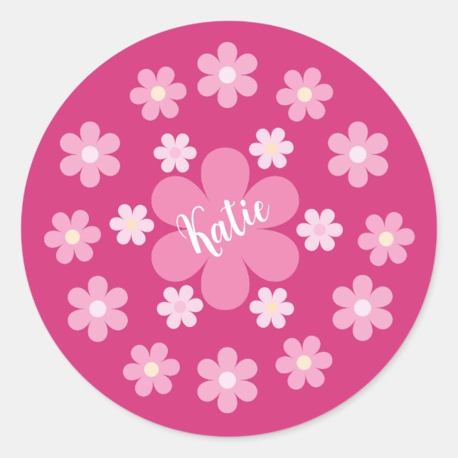 Sticker Rond  Glamour Fleur Rose- (Devant)