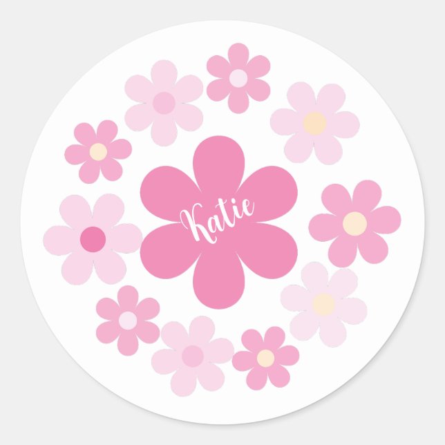 Sticker Rond  Glamour Fleur Rose- (Devant)