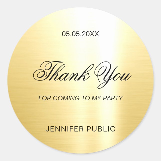Sticker Rond Glamour Gold Template Merci Hand Script (Devant)