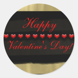 Sticker Rond Glamour Moderne Cœurs Rouges de la Saint-Valentin