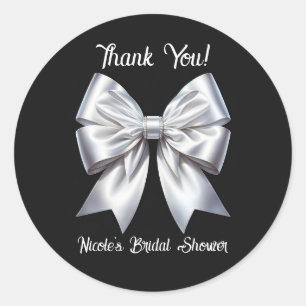 Sticker Rond Glamour noir et blanc Ruban à nœud Mariage Récepti