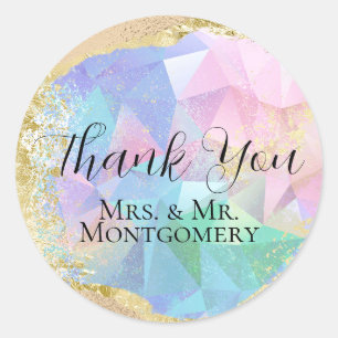 Sticker Rond Glamour Opal pierre avec or