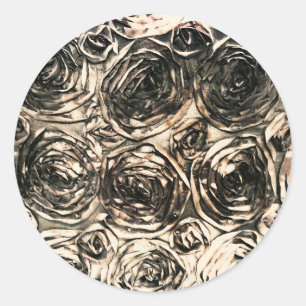 Sticker Rond Glamour Roses Or Bronze Fleur Rustique Glamour