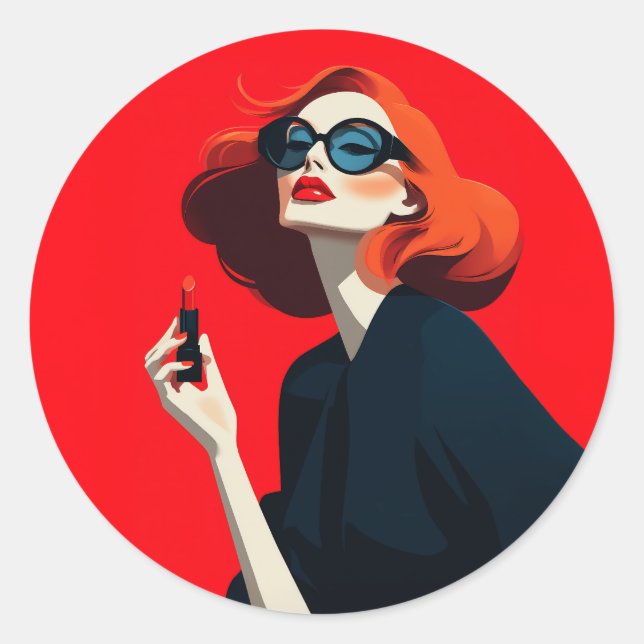 Sticker Rond Glamour rouge gras (Devant)