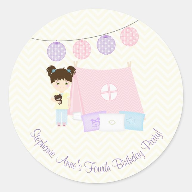 Sticker Rond Glamping Sleepover Party (Devant)