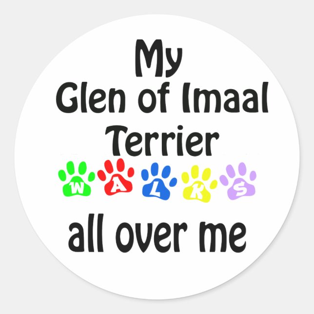 Sticker Rond Glen of Imaal Terrier Walks Design (Devant)