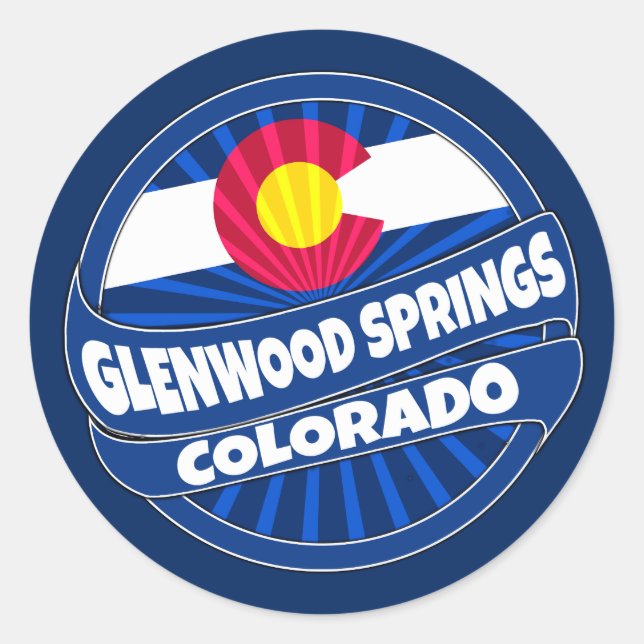 Sticker Rond Glenwood Springs Colorado drapeau d'éclatement aut (Devant)