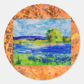 Sticker Rond glissement des champs de fleurs sauvages