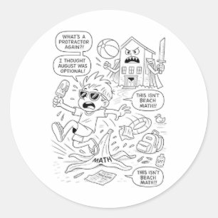 Sticker Rond Glisser En Mode Scolaire - Funny Summer Brain Car