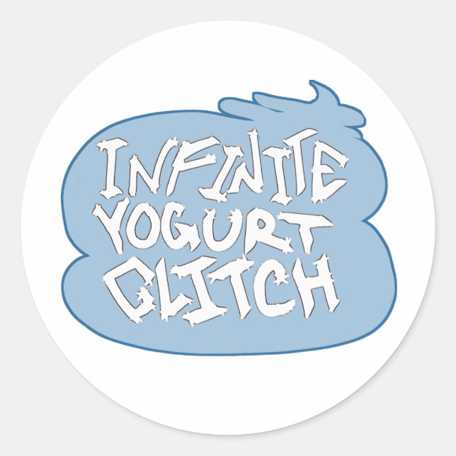 Sticker Rond Glitch de yaourt infini (bleuet) (Devant)