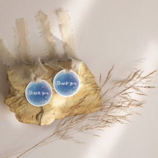 Sticker Rond Glitter Bleu Merci Rêveuse Mariage