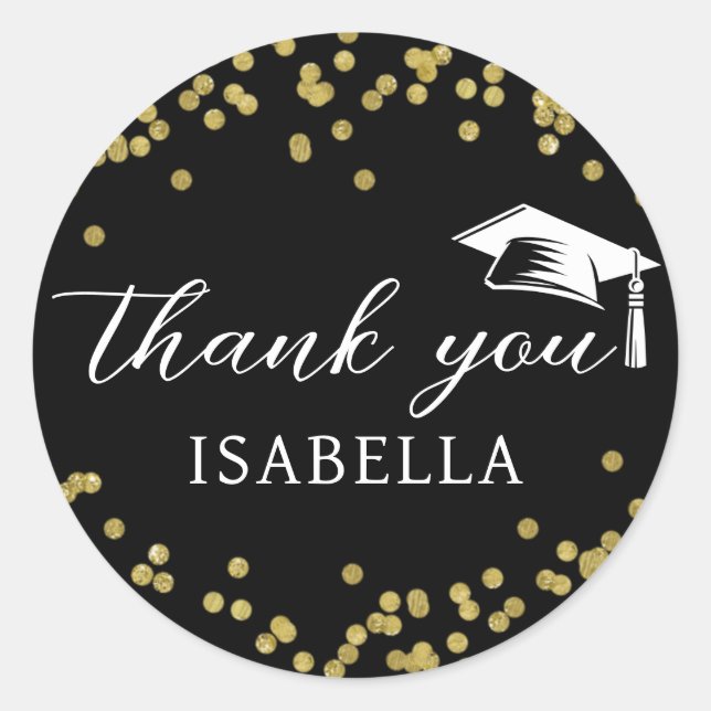 Sticker Rond Glitter Dust Confetti Graduation Thank You (Devant)