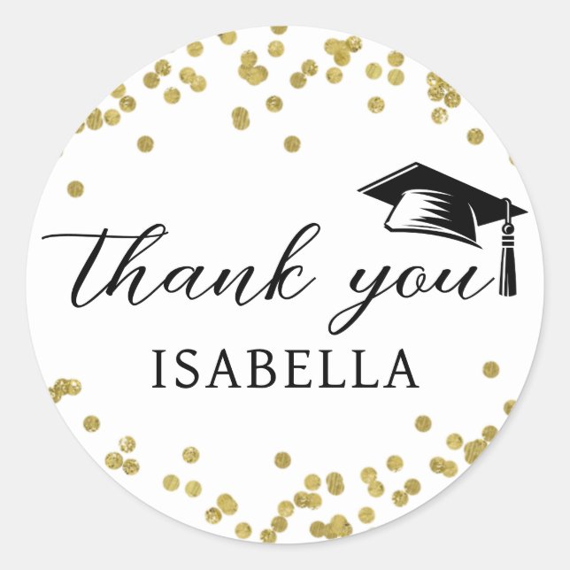 Sticker Rond Glitter Dust Confetti Graduation Thank You (Devant)