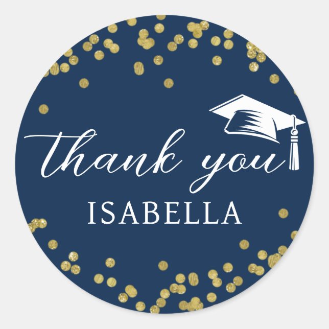 Sticker Rond Glitter Dust Confetti Graduation Thank You (Devant)