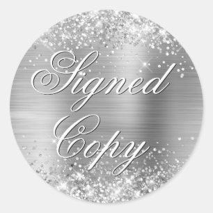 Sticker Rond Glitterie Argent Fhuile fantaisie Signé Copie