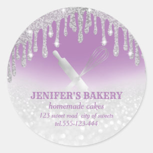 Sticker Rond Glitterie argenté rouleau pin & whisky chef boulan
