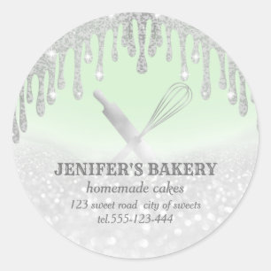 Sticker Rond Glitterie argenté rouleau pin & whisky chef boulan