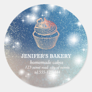 Sticker Rond Glitterie étincelante cupcake chef boulangerie