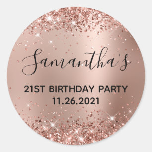 Sticker Rond Glitterie Rose Gold Glam Gradient 21e anniversaire