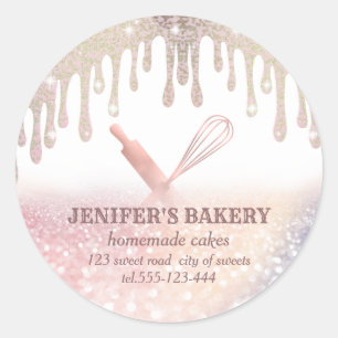 Sticker Rond Glitterie rose or rouleau pin & whisky chef boulan