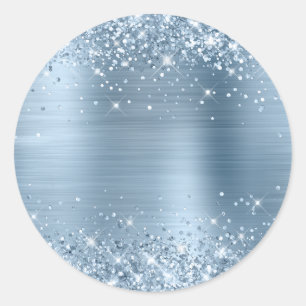 Sticker Rond Glitterie vierge Clair Bleu Métallurique Huile